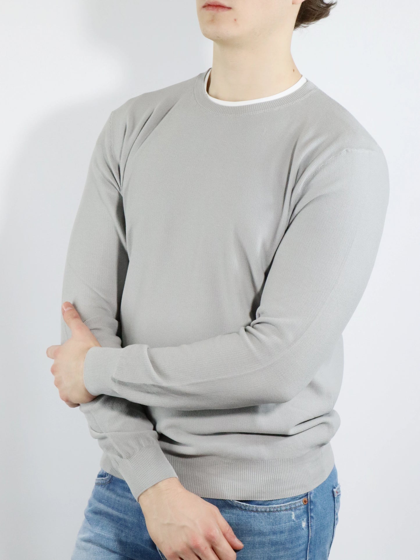Girocollo in cotone grigio FERRANTE 23113