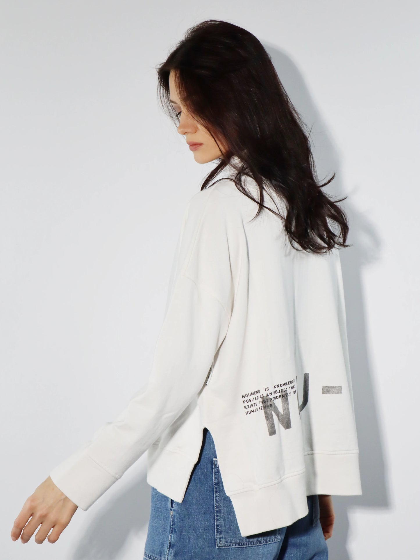 Felpa con zip bianca NOUMENO CONCEPT F204
