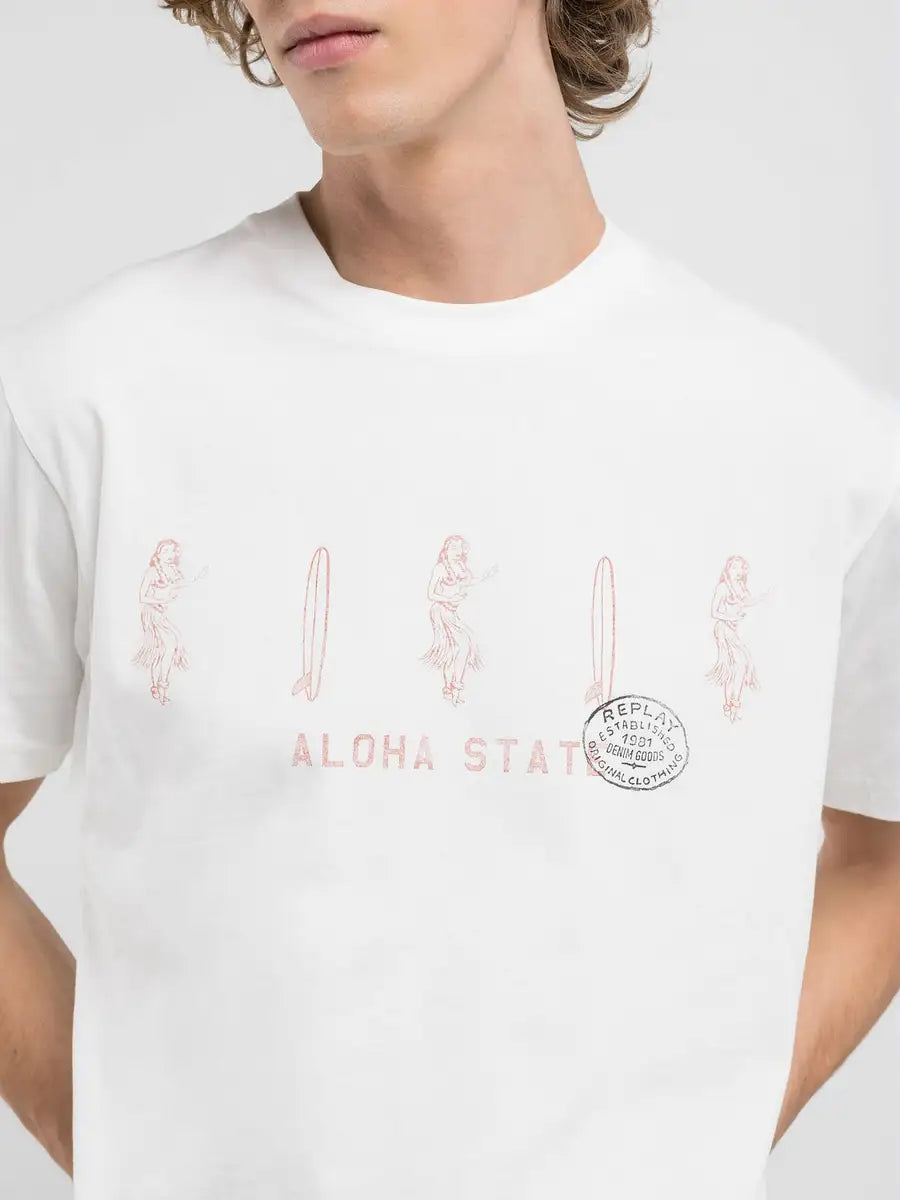 T shirt con aloha state print REPLAY 2660M3067