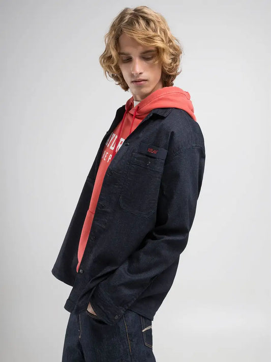 Overshirt in denim con scritte REPLAY 87584