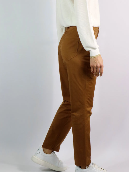 Jeans in popeline di cotone cuoio LATINO' LUCILLAPA073
