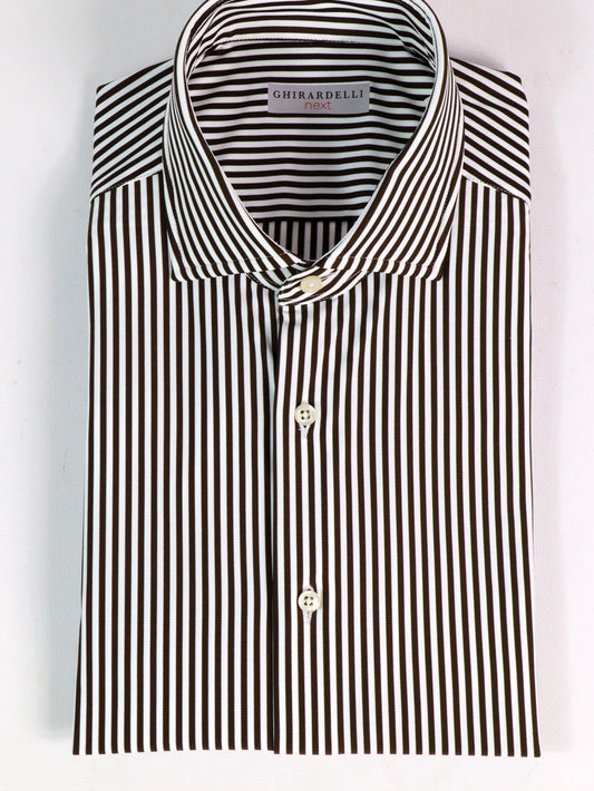 Camicia rigata marrone stretch GHIRADELLI FR152