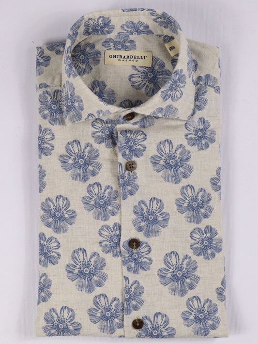 Camicia in lino a fantasia GHIRARDELLI T4339